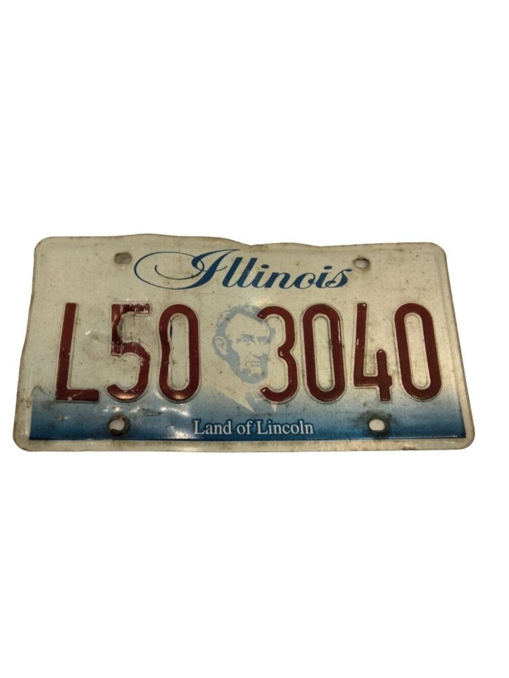 Illinois Collectible License Plate Red White Blue Land of Lincoln L50 3040 Dent